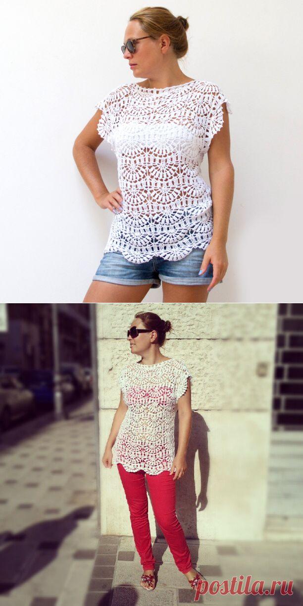 К лету: туника-безрукавка крючком