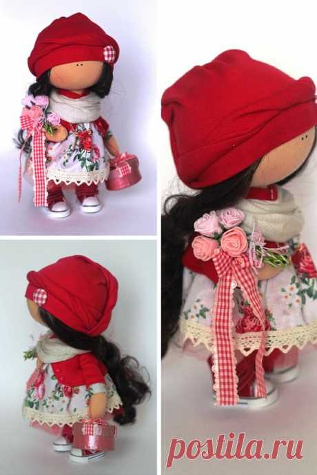 Tilda doll Fabric doll Summer doll handmade red black color | Etsy