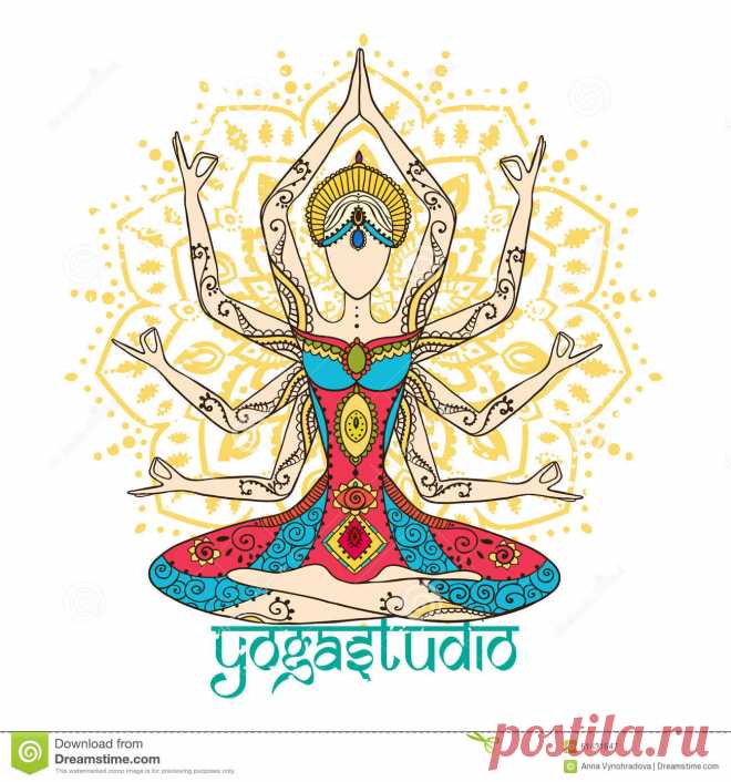 Yoga Man With Dreadlock. Ornament Beautiful Doodle Art. Concept Of