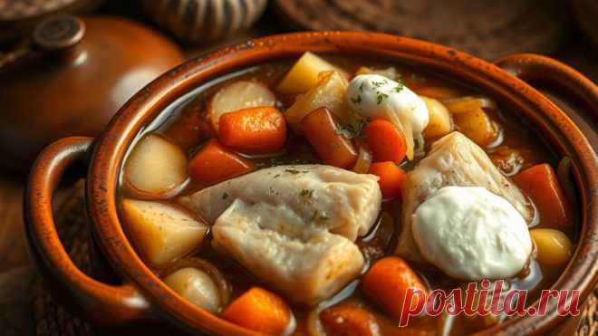 Готовим в горшочках: ароматная щука с овощами и сметаной