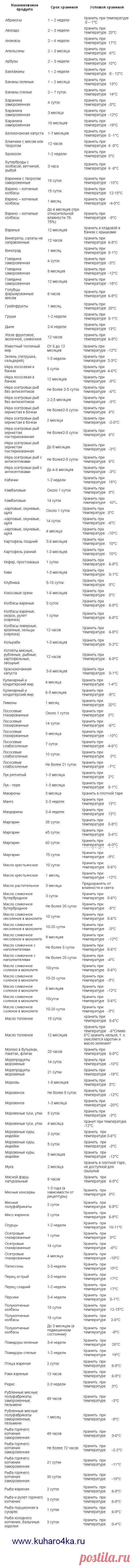 Хозяюшка. Кушать подано! - Условия и сроки хранения продуктов питания
