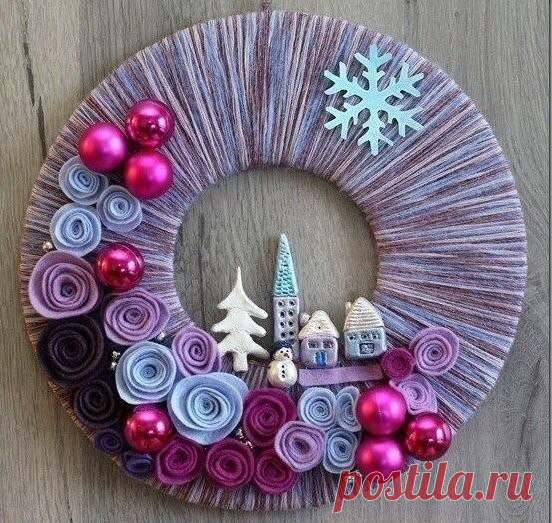 Рождественские веночки из фатина, снежинок и ниток: идеи — DIYIdeas