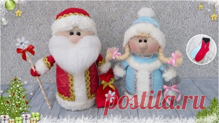 Дед Мороз и Снегурочка своими руками 🎅🎄❄️ DIY. Ded Moroz and Snegurochka Всем привет! В этом видео я подробно показываю, как можно сделать Деда Мороза и Снегурочку из носков.  Материалы: ❄️ Носки 36-40 размера для одежды (красные и голубые) ❄️ Носки меньшего размера для головы (бежевые) ❄️ Пряжа для бороды (Акриловая с добавлением шерсти)  ❄️ Фоамиран  ❄️ Бусины для глаз..