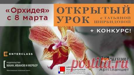 Настоящий подарок для тех, кто любит акварель и ботаническую иллюстрацию – открытый урок «Орхидея» Татьяны Ширбидовой и художественный конкурс с призами от организаторов и спонсоров! Урок откроется 8 марта и не имеет срока действия, как и другие курсы на enterclass.com. Рисуем орхидеи, выкладываем свои работы до 16 марта и получаем возможность выиграть потрясающие призы от Еnterclass, Татьяны Ширбидовой, Maxgoodz. Скетчбуки/блокноты из Сибири, «Цветные Понедельники» Магазин Цветные…