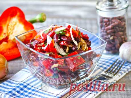 Салат «Лобио» — рецепт с фото Вкусный и очень ароматный грузинский салат из красной консервированной фасоли (или отварной), подойдет для постного и веганского питания.