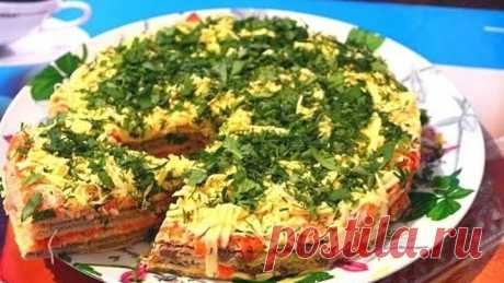 Закусочный торт из селедки на вафельных коржах! Быстро и очень вкусно!