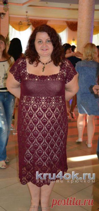 Женское платье крючком. Работа Ирины Платье вязала для себя. Нитки 