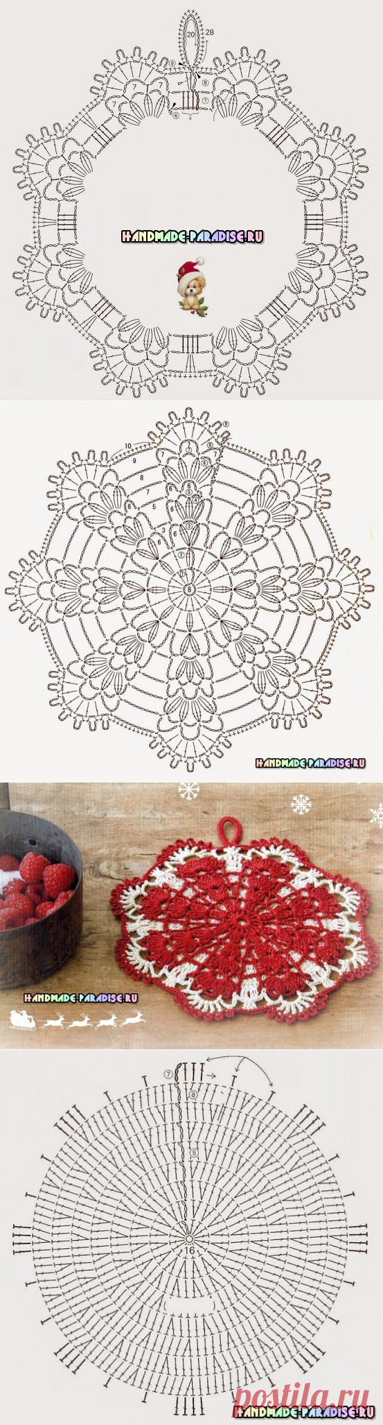 Новогодняя прихватка - снежинка крючком - Handmade-Paradise