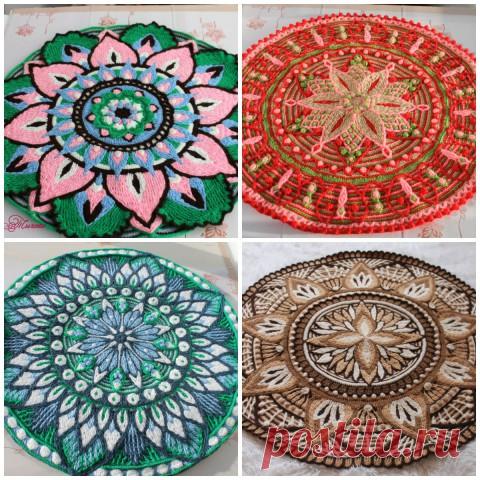 НЕВЕРОЯТНЫЕ коврики в технике Overlay Crochet. Работы Евгении Тыченко