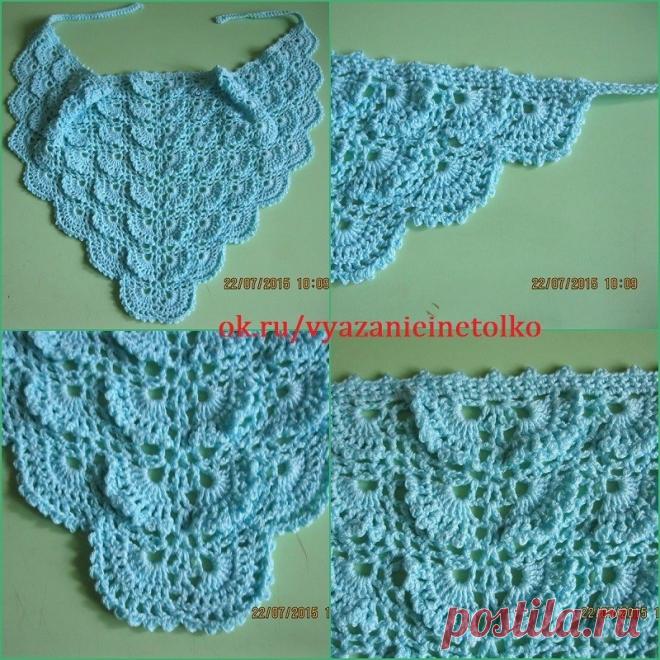 Вязаные косынки вместо панамок, подборка, нажмите на фото, там схемы.