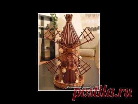 Windmühle aus Zeitungsröhren. Master Class.