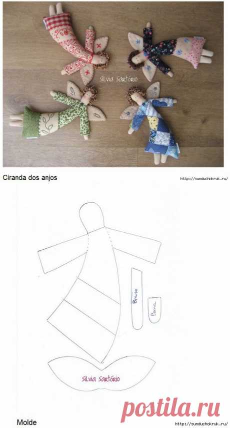 Текстильный ангел. Выкройка.