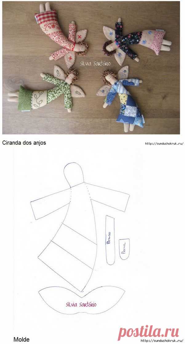 Текстильный ангел. Выкройка.