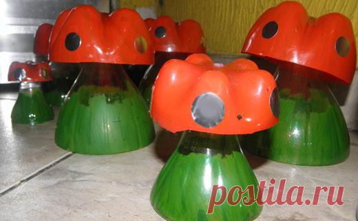 Грибы из пластиковых бутылок » Женский Мир