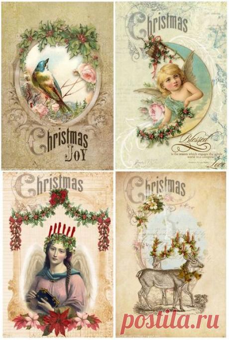 Рождественские открытки — сбор пазла — Пазлы онлайн