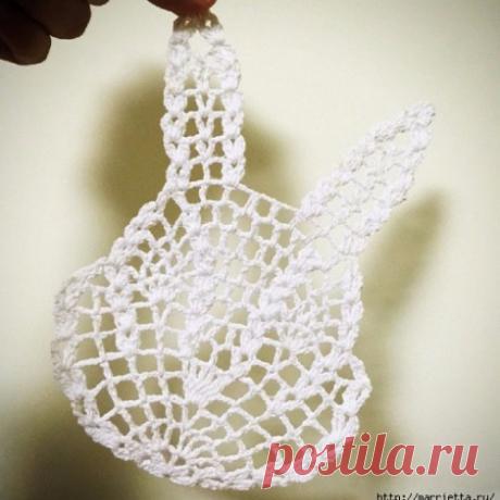 Вяжем крючком аппликацию. Заяц и кролики