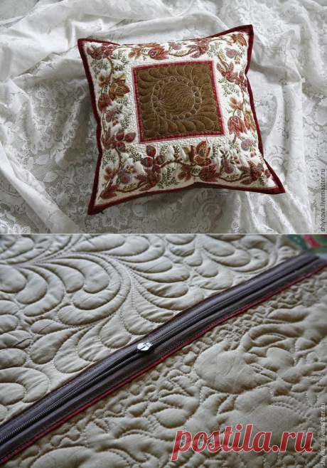 Вшиваем потайную молнию в стеганую подушку
