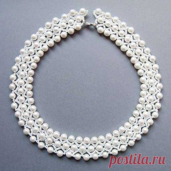 Плетём из бисера и бусин аккуратное колье