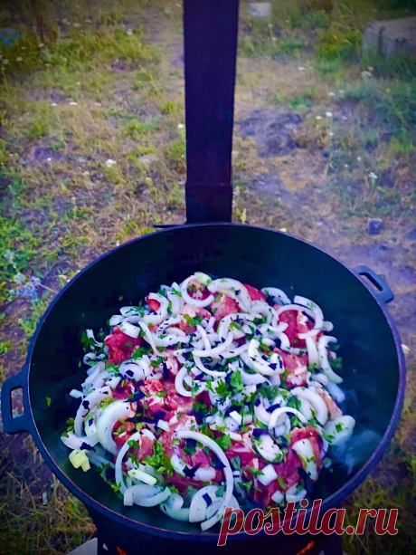 Шашлык в казане на костре. Как вкусно пожарить мясо. | Ранчо У Санчо | Яндекс Дзен