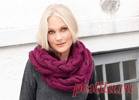 Шарф-петля c «косой» - схема вязания спицами. Вяжем Снуды на Verena.ru