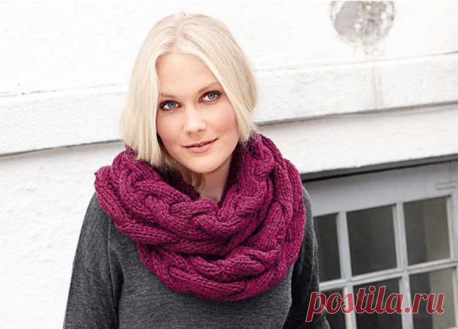 Шарф-петля c «косой» - схема вязания спицами. Вяжем Снуды на Verena.ru