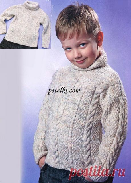 Свитер с узором из кос на мальчика