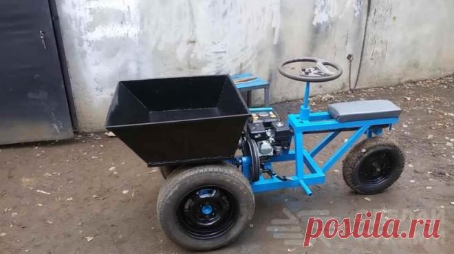 Самоходная тачка с бензиновым мотором своими руками Чтобы не таскать вручную землю, навоз, песок или стройматериалы на своем участке, обычно для этого используют тачку. Но и с ней особо не набегаешься.Но