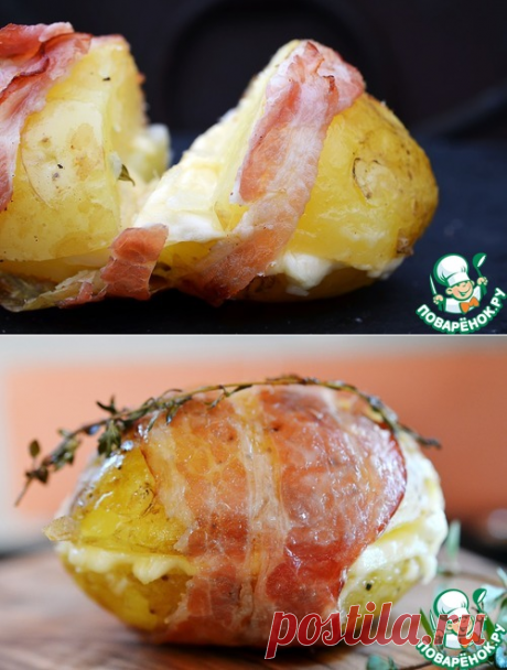Запеченный картофель с сырной начинкой.