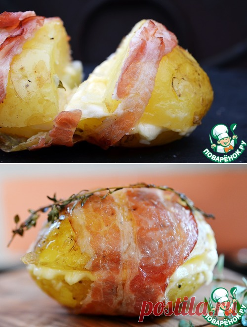 Запеченный картофель с сырной начинкой.