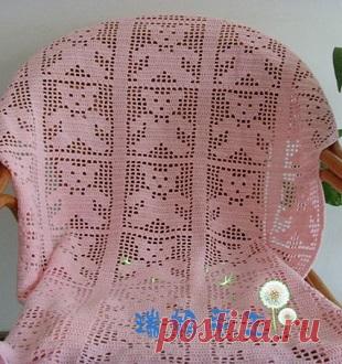 Филейное вязание пледа