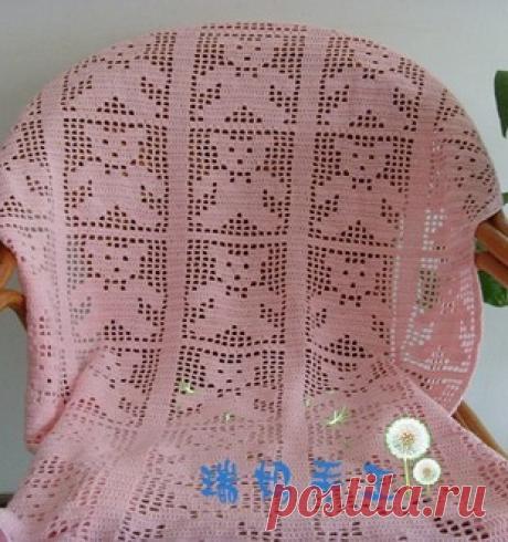 Филейное вязание пледа