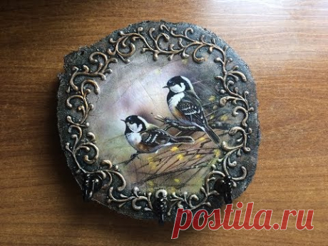 Ключница. Истончение распечатки для декупажа. DIY. Key hanger. - YouTube