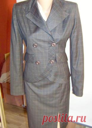 Клетчатый коричневый костюм: пиджак и юбка (ольга егорова), цена - 580,00 грн, купить по доступной цене | Украина - Шафа