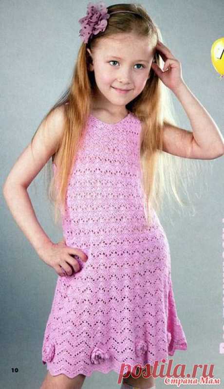 Розовое платье для девочки 7-ми лет. Крючок.: Дневник группы "Вязание для детей" - Страна Мам