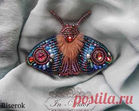 МК Брошка мотылек / Броши, Вышивка бисером, Насекомые / Biserok.org
