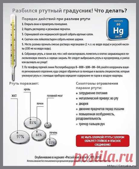 Что делать, если разбился ртутный термометр?.