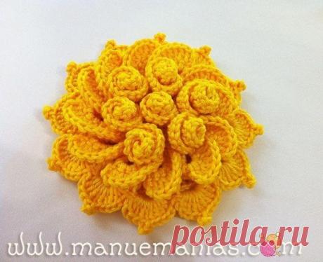 Интересный цветок крючком (Вязаные цветы) — Журнал Вдохновение Рукодельницы