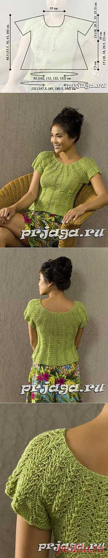 Зеленый топ спицами