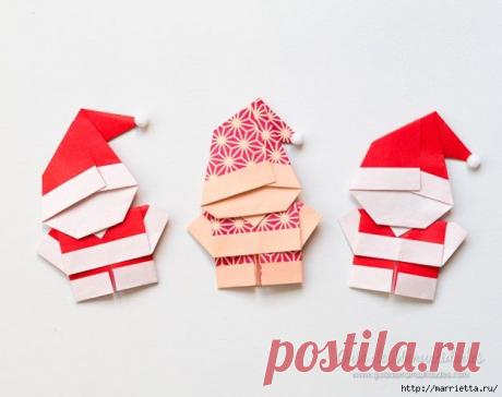 Санта Клаус из бумаги в технике оригами