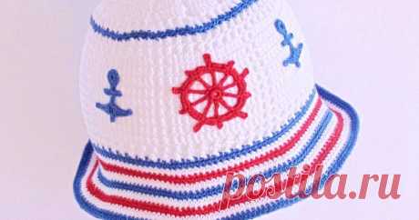 Панама "Моряк" Приятные вязаные мелочи со схемами и описаниями. Nice knitted detail with diagrams and descriptions.