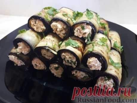Рецепт: Рулетики из баклажанов с творогом, сыром и орехами на RussianFood.com