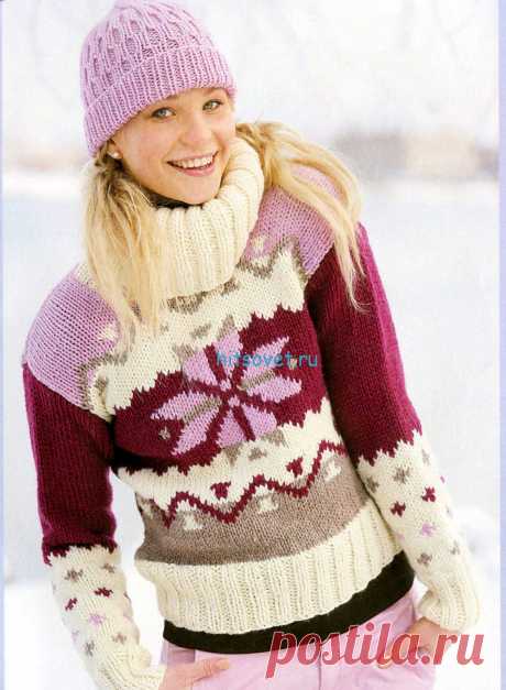 Вязаный свитер с орнаментом - Хитсовет