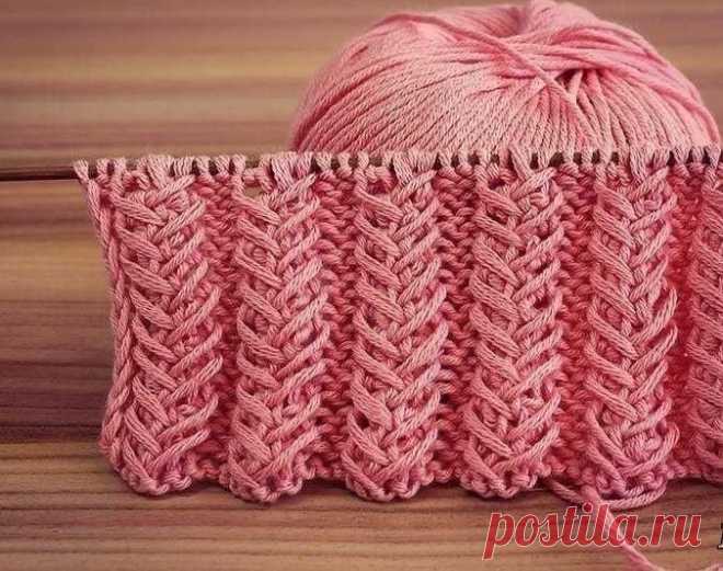 Узор "Колоски", вяжем спицами