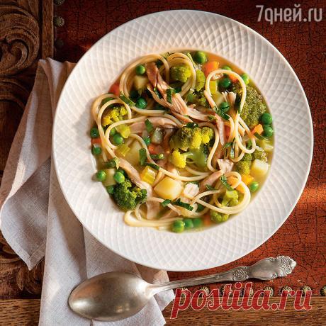 Рецепты от Юлии Высоцкой: куриный суп с овощами и спагетти, Баклажаны с сулугуни и малиновое желе с бергамотом - 7Дней.ру