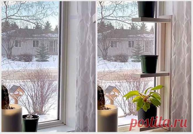 Вертикальная оконная полка для цветов