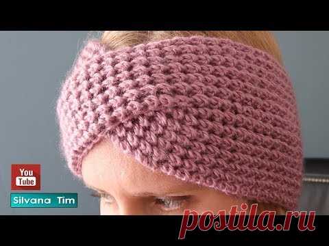 Cómo tejer una DIADEMA / VINCHA / TURBANTE de lana con dos agujas # 914