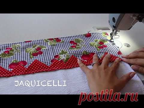 PANO DE PRATO - PANO DE COZINHA COM BIQUINHO #fácil  USANDO RETALHOS DE TECIDO