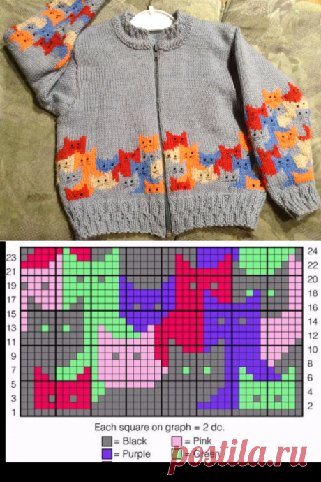 Интарсия. Кофточка для девочки