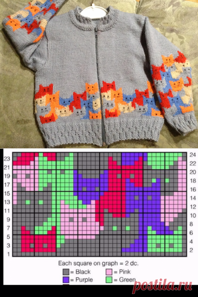 Интарсия. Кофточка для девочки