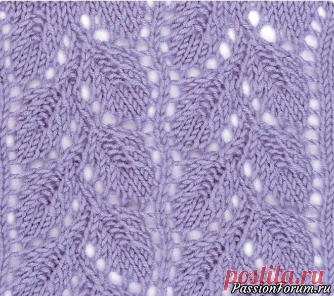 Узор «Вьюнок» - запись пользователя Тамара Сергеевна (Тома) в сообществе Вязание спицами в категории Вязание спицами для начинающих Красивый растительный узор будет прекрасно смотреться на самых разных моделях.   Число петель кратно 15 + 1 + 2 кром.  Вязать по схеме. На ней приведены лиц. ряды. В изн. рядах все петли вязать по рисунку, накиды – изнаночными.  Начать с 1 кром.